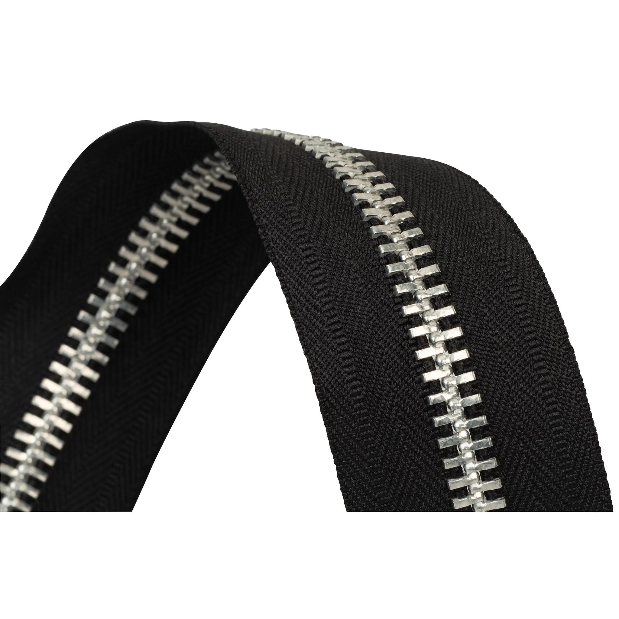 #10 Black, YKK Metal Chain Zipper Tape with Aluminum Teeth, #10M-BLK-N