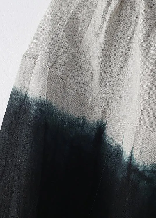 2021 summer new women's plus size loose cotton and linen black gradient color nine-point wide-leg pants