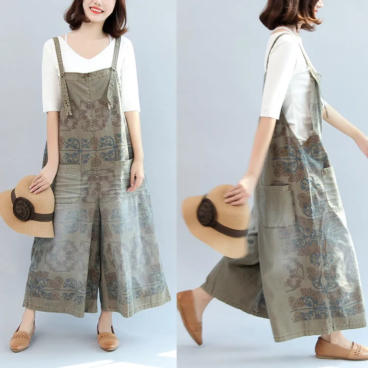 2021 summer prints cotton pants vintage plus size jumpsuit pants
