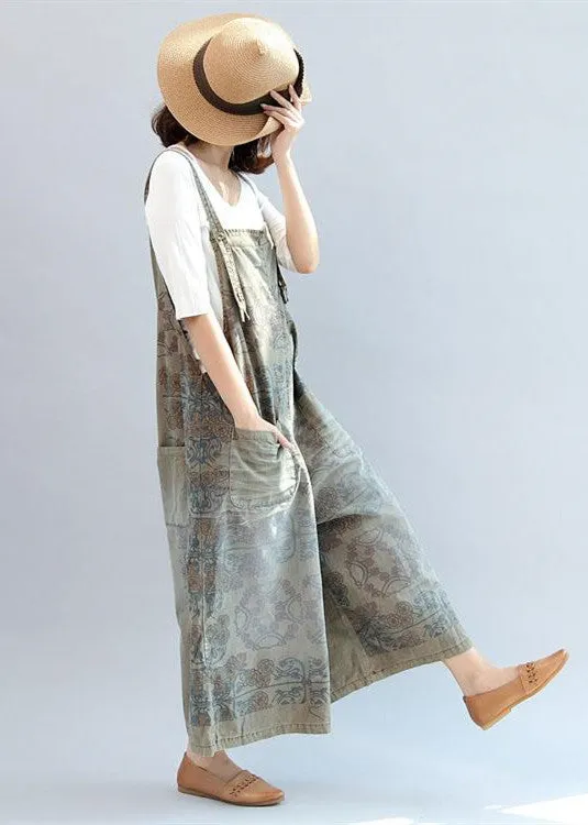 2021 summer prints cotton pants vintage plus size jumpsuit pants
