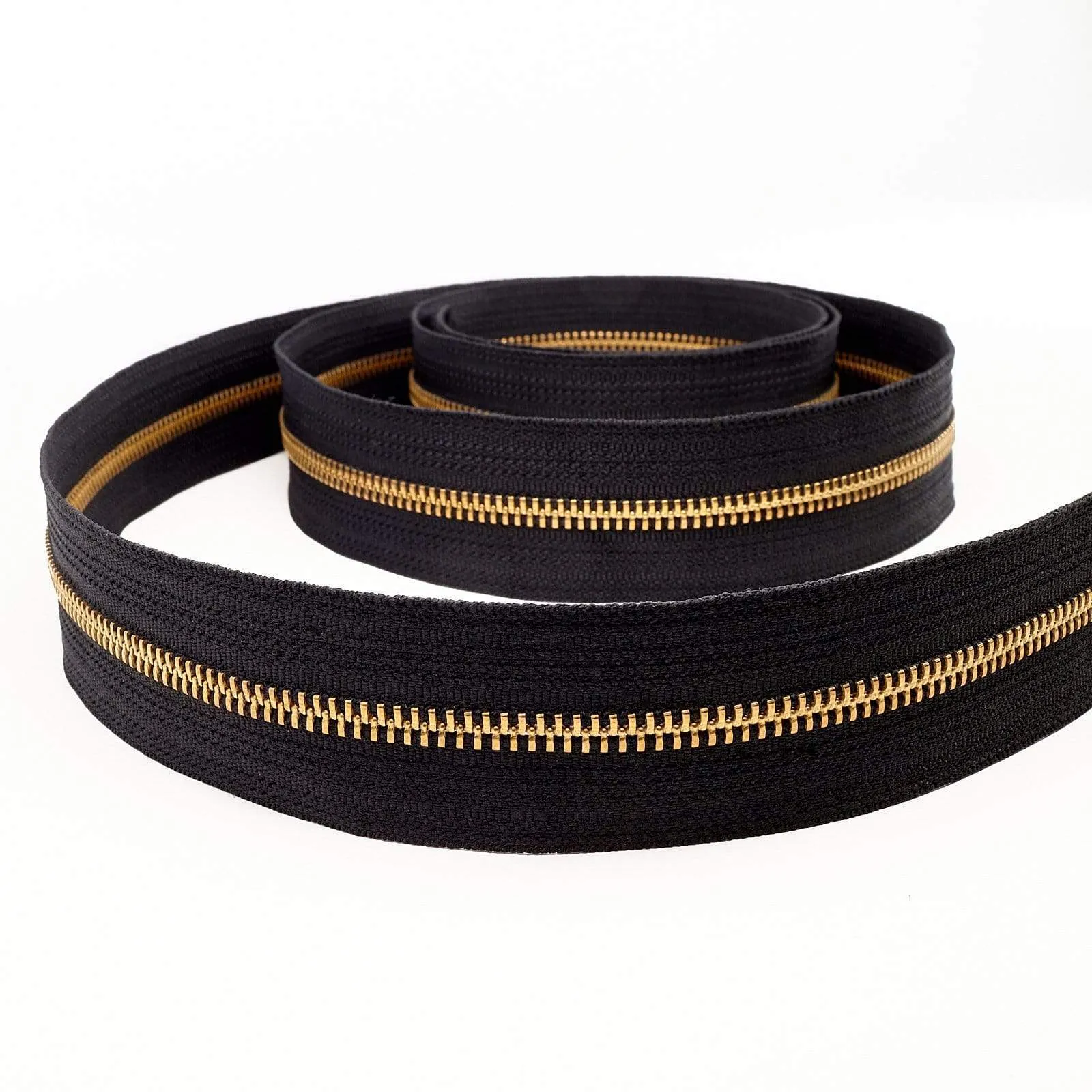 #5 Black, YKK Metal Chain Zipper Tape with Brass Teeth, #5M-BLK-B