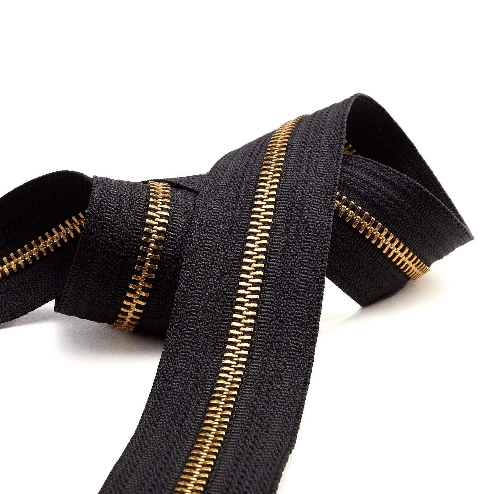 #5 Black, YKK Metal Chain Zipper Tape with Brass Teeth, #5M-BLK-B