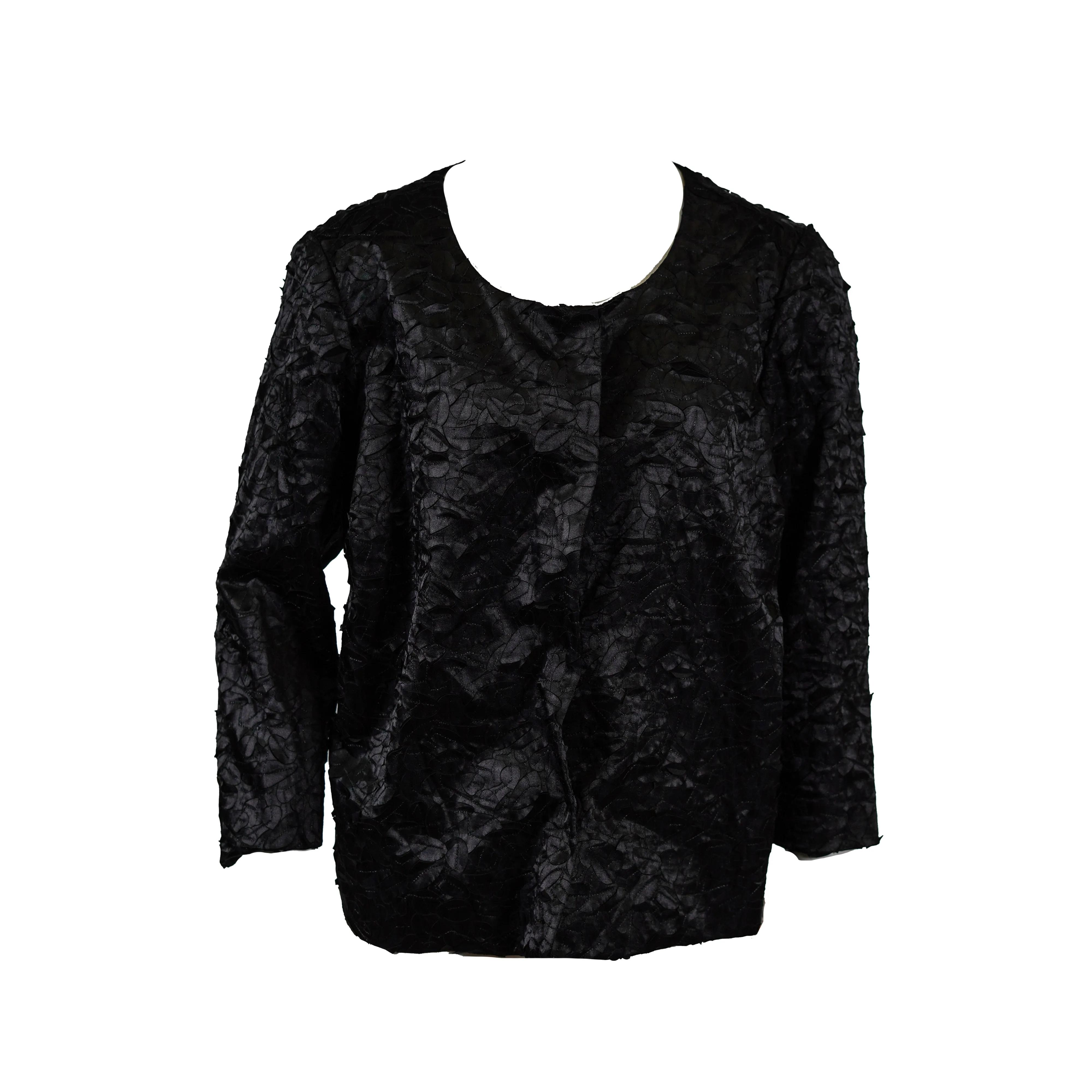 Alfani Textured Novelty Button Front Textured Jacket Black