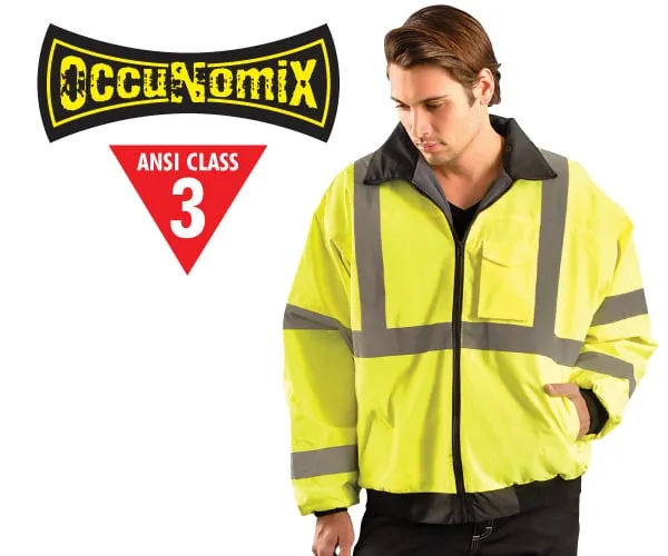 Ansi Class 3 Fleece Lined Bomber Jacket - Lime 2X