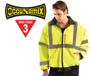 Ansi Class 3 Fleece Lined Bomber Jacket - Lime 2X