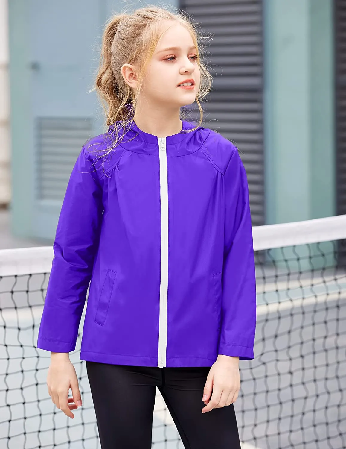 Arshiner Boys Girls Hooded Rain Jackets Waterproof Rain coats Packable Windbreaker for Kids Lightweight Jackets