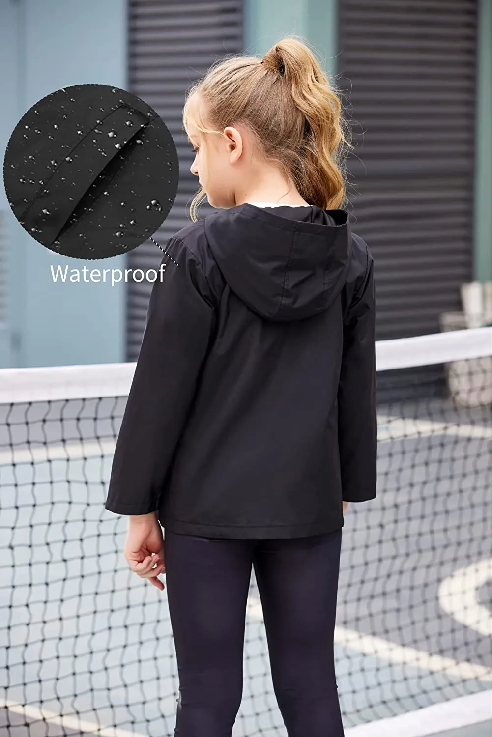 Arshiner Boys Girls Hooded Rain Jackets Waterproof Rain coats Packable Windbreaker for Kids Lightweight Jackets