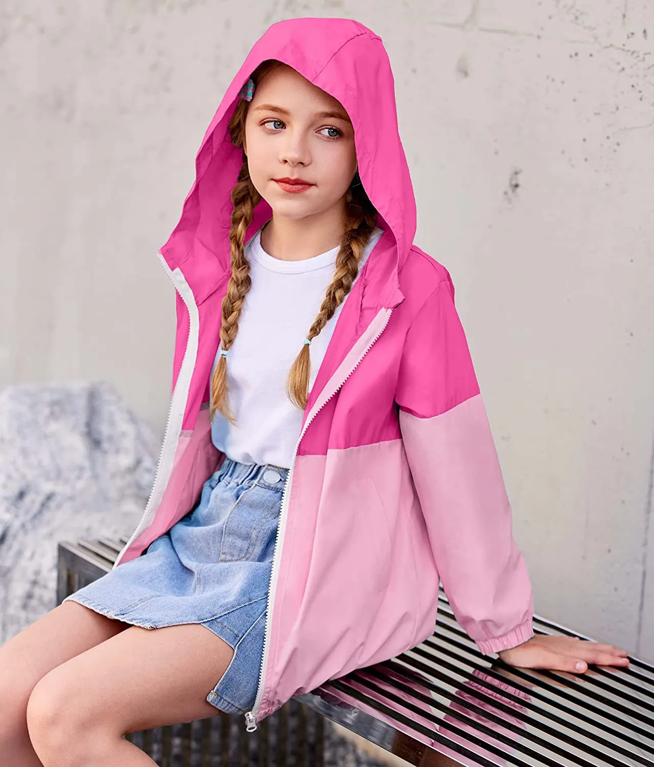 Arshiner Boys Girls Hooded Rain Jackets Waterproof Rain coats Packable Windbreaker for Kids Lightweight Jackets