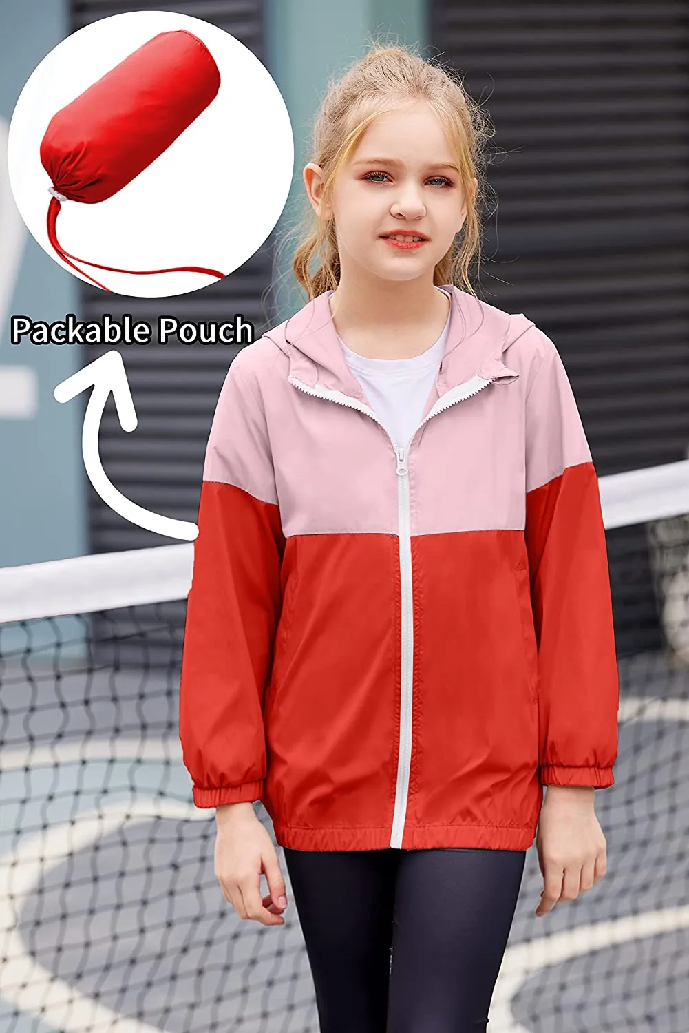 Arshiner Boys Girls Hooded Rain Jackets Waterproof Rain coats Packable Windbreaker for Kids Lightweight Jackets