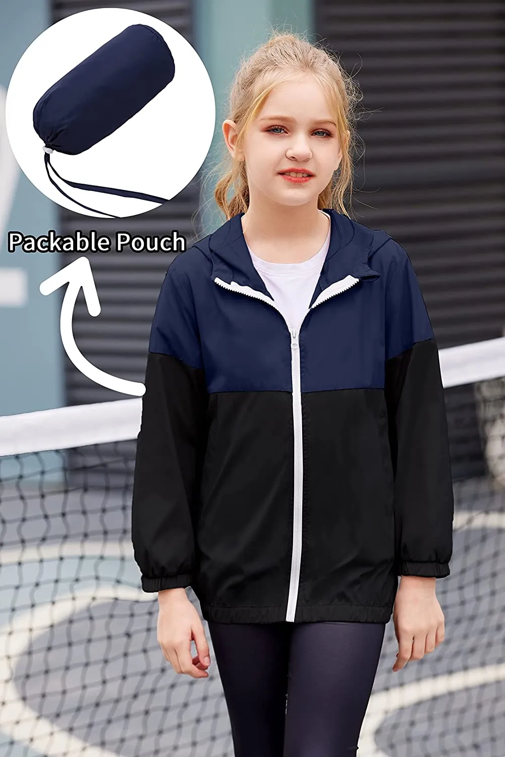 Arshiner Boys Girls Hooded Rain Jackets Waterproof Rain coats Packable Windbreaker for Kids Lightweight Jackets