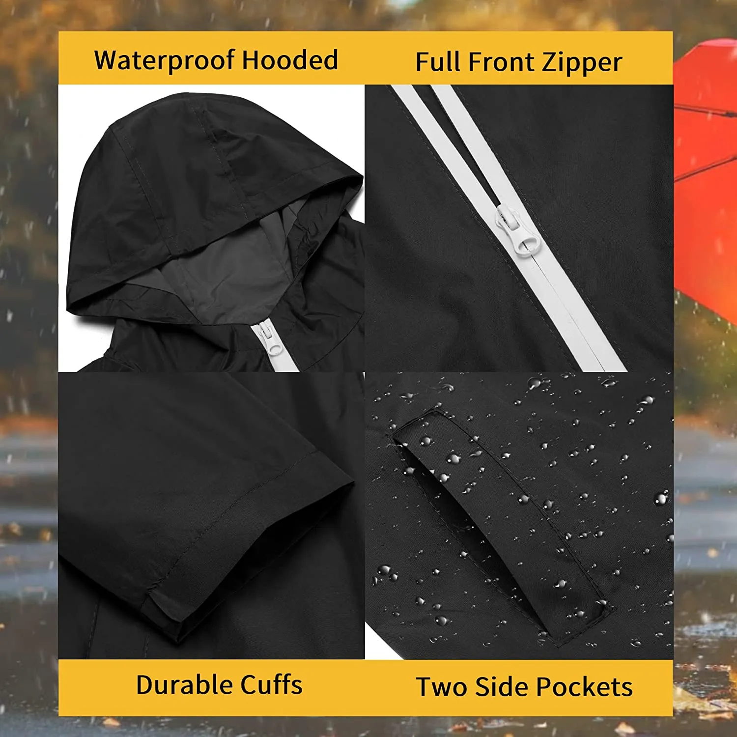 Arshiner Boys Girls Hooded Rain Jackets Waterproof Rain coats Packable Windbreaker for Kids Lightweight Jackets