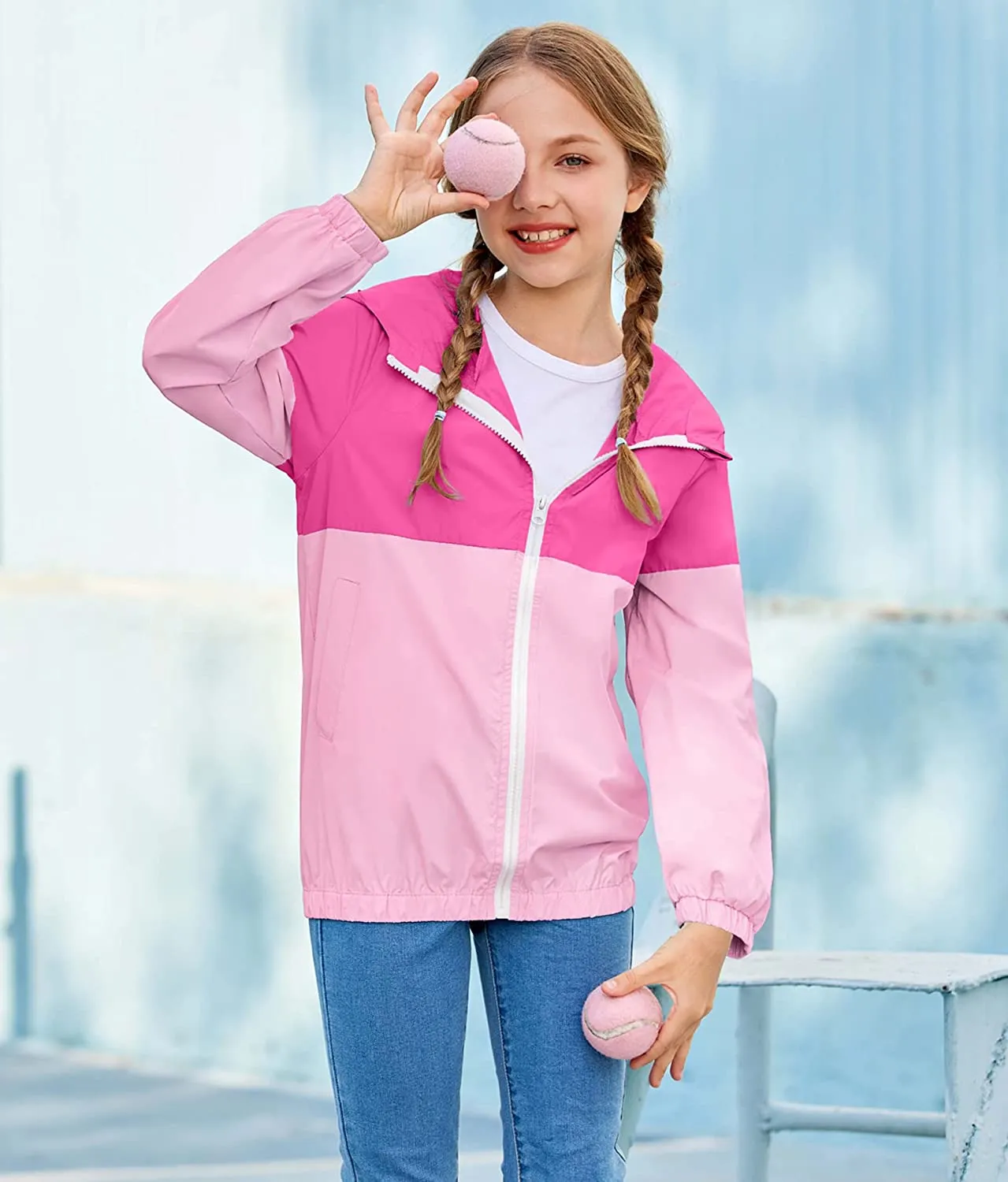 Arshiner Boys Girls Hooded Rain Jackets Waterproof Rain coats Packable Windbreaker for Kids Lightweight Jackets