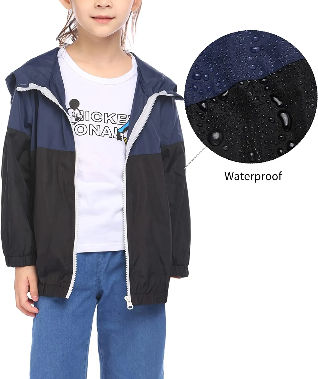 Arshiner Boys Girls Hooded Rain Jackets Waterproof Rain coats Packable Windbreaker for Kids Lightweight Jackets