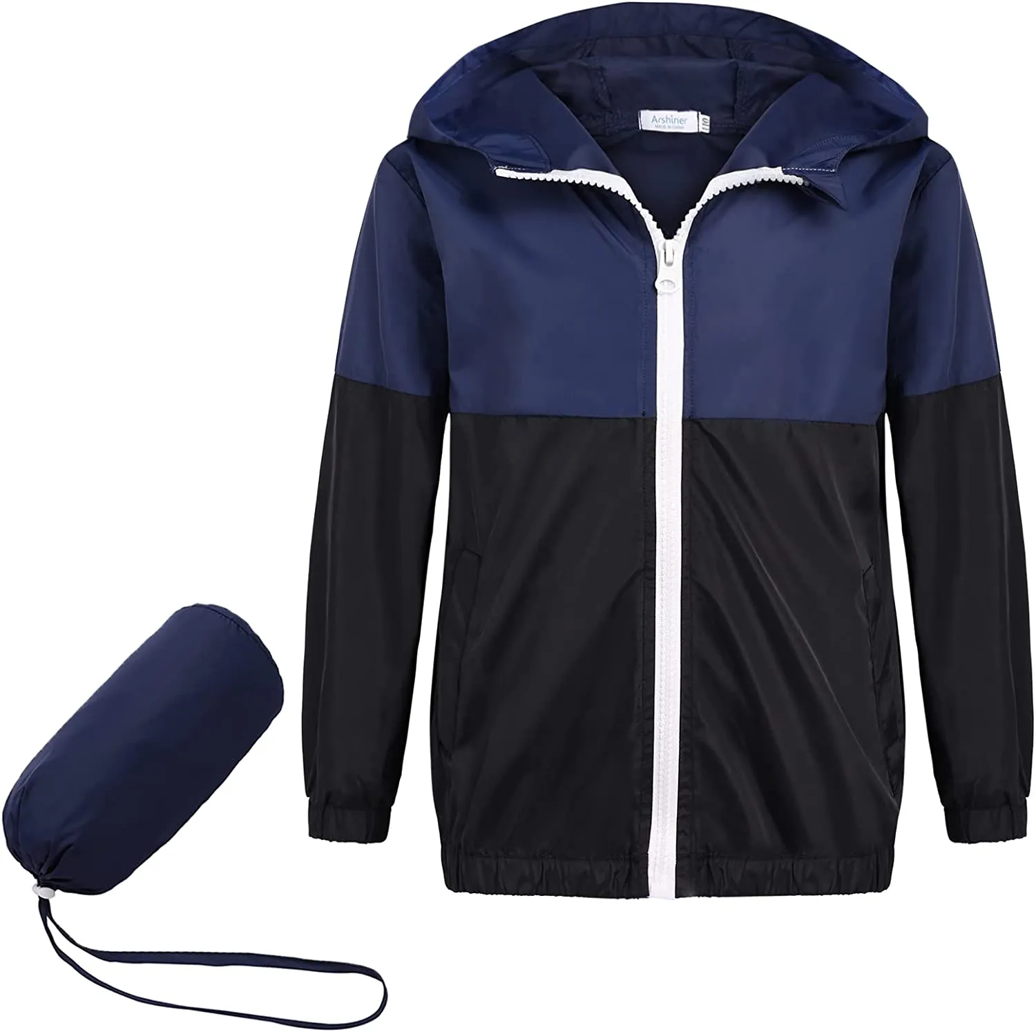 Arshiner Boys Girls Hooded Rain Jackets Waterproof Rain coats Packable Windbreaker for Kids Lightweight Jackets
