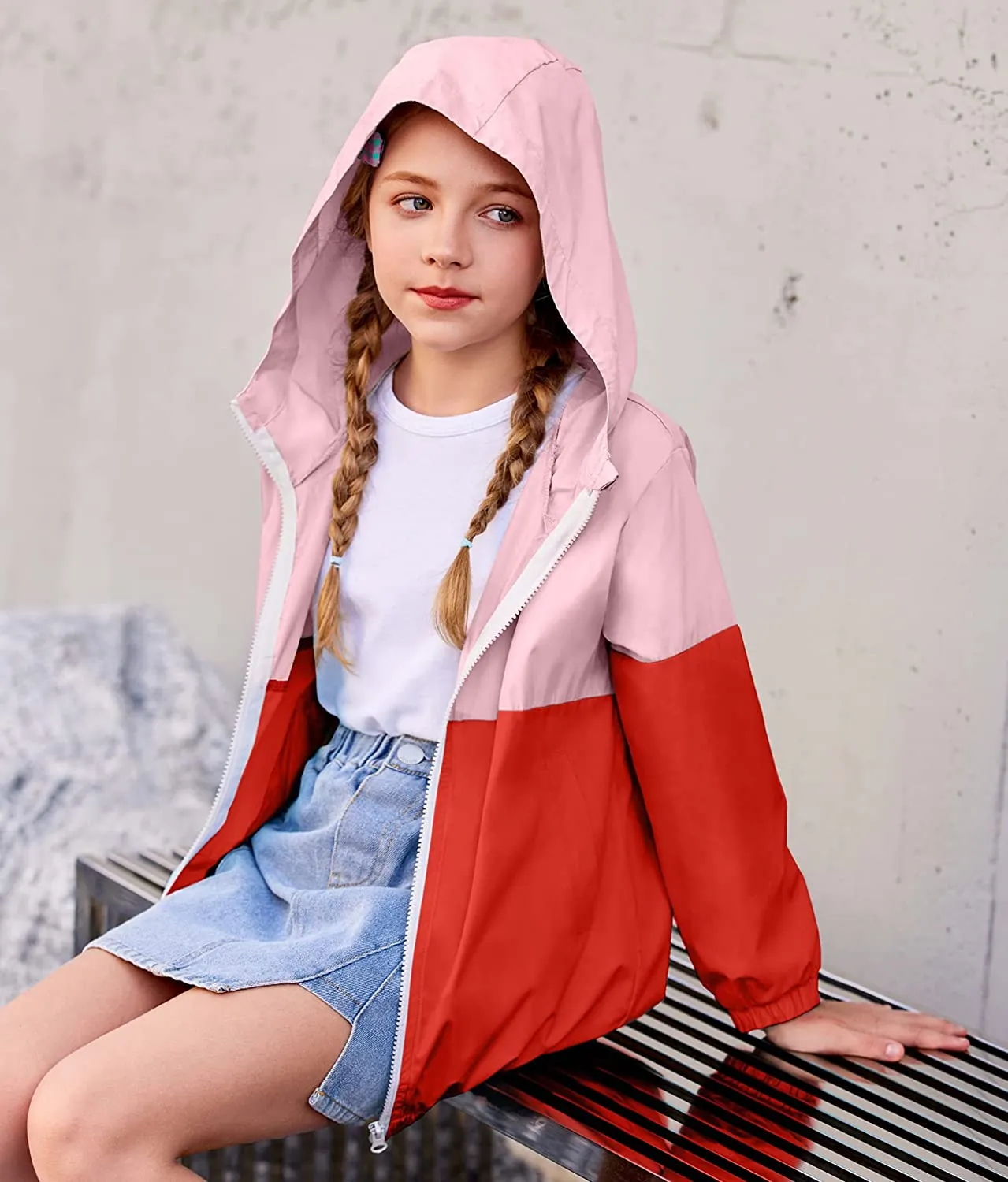 Arshiner Boys Girls Hooded Rain Jackets Waterproof Rain coats Packable Windbreaker for Kids Lightweight Jackets