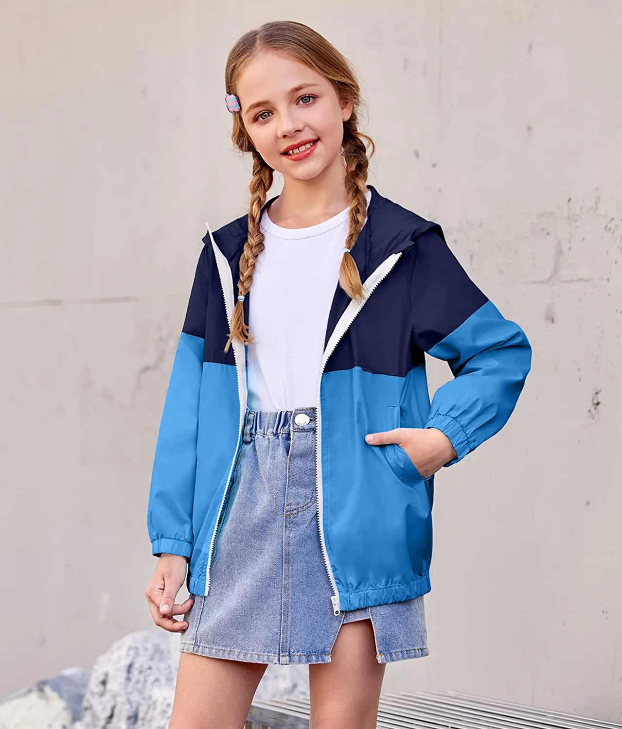 Arshiner Boys Girls Hooded Rain Jackets Waterproof Rain coats Packable Windbreaker for Kids Lightweight Jackets