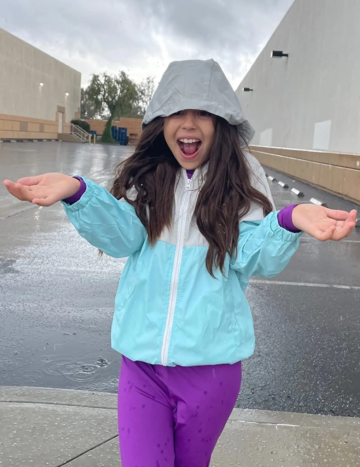 Arshiner Boys Girls Hooded Rain Jackets Waterproof Rain coats Packable Windbreaker for Kids Lightweight Jackets