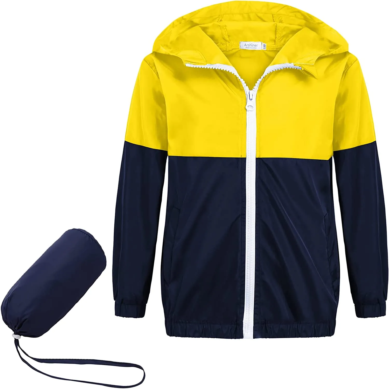 Arshiner Boys Girls Hooded Rain Jackets Waterproof Rain coats Packable Windbreaker for Kids Lightweight Jackets