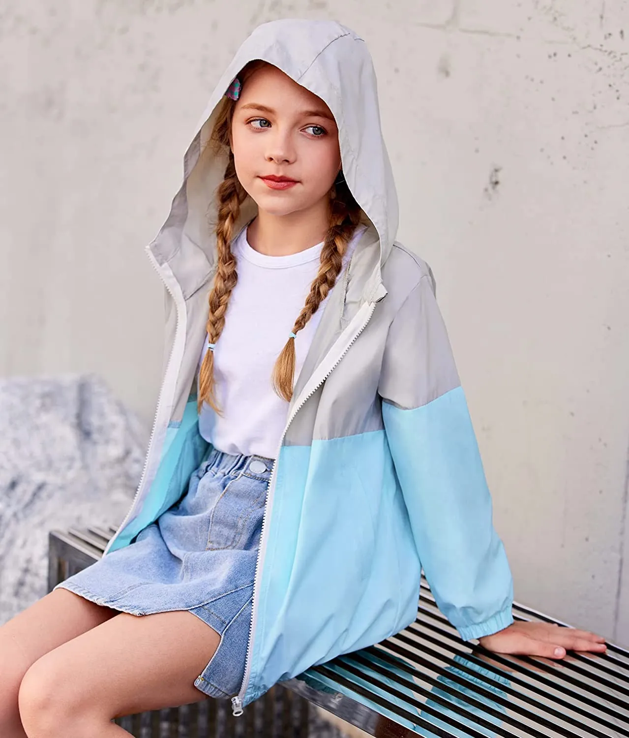 Arshiner Boys Girls Hooded Rain Jackets Waterproof Rain coats Packable Windbreaker for Kids Lightweight Jackets