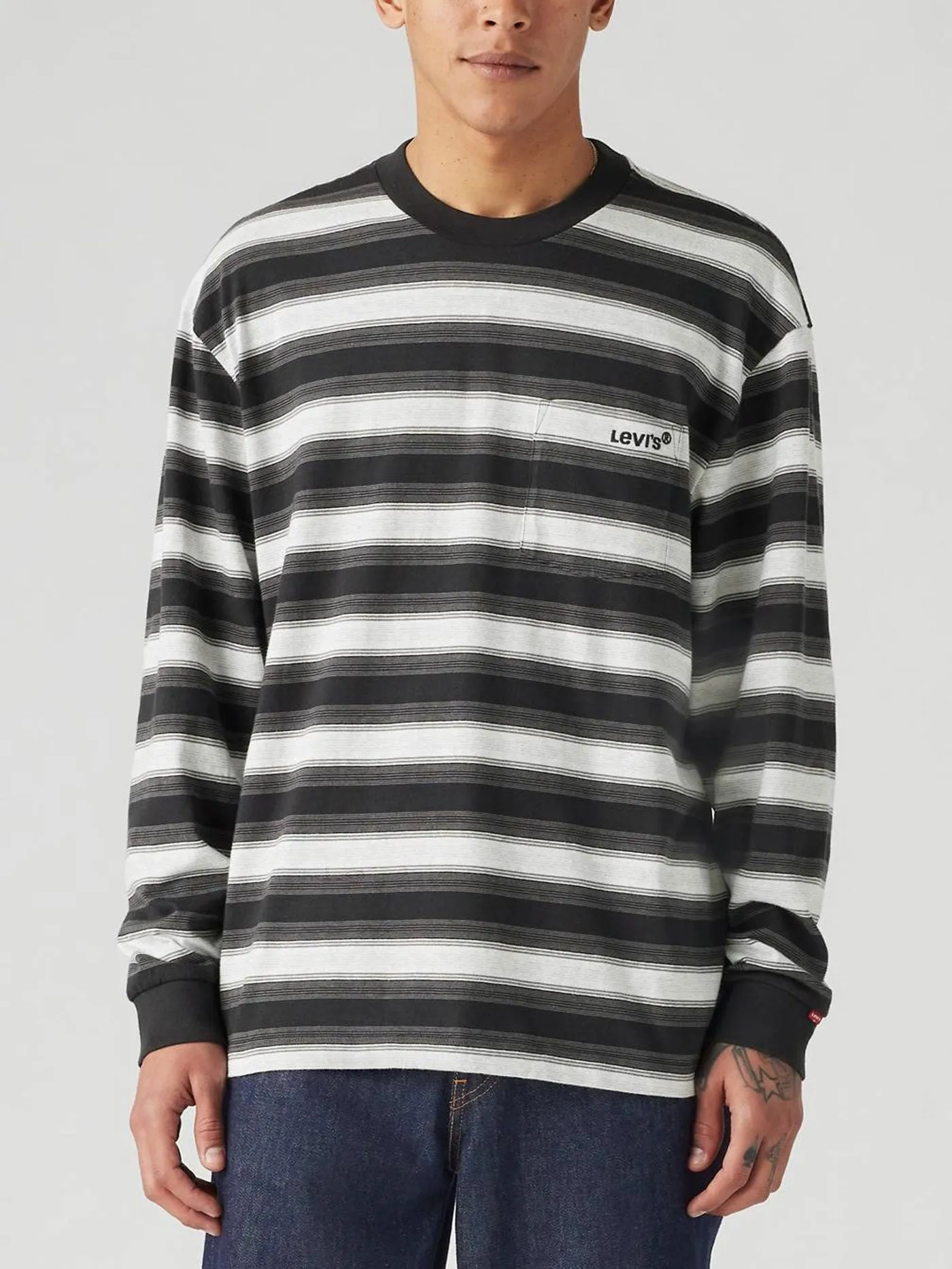Authentic Pocket Alistair Stripe Caviar Long Sleeve T-Shirt