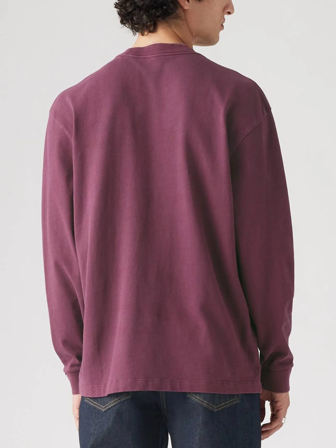 Authentic Pocket Garment Dye Fig Long Sleeve T-Shirt
