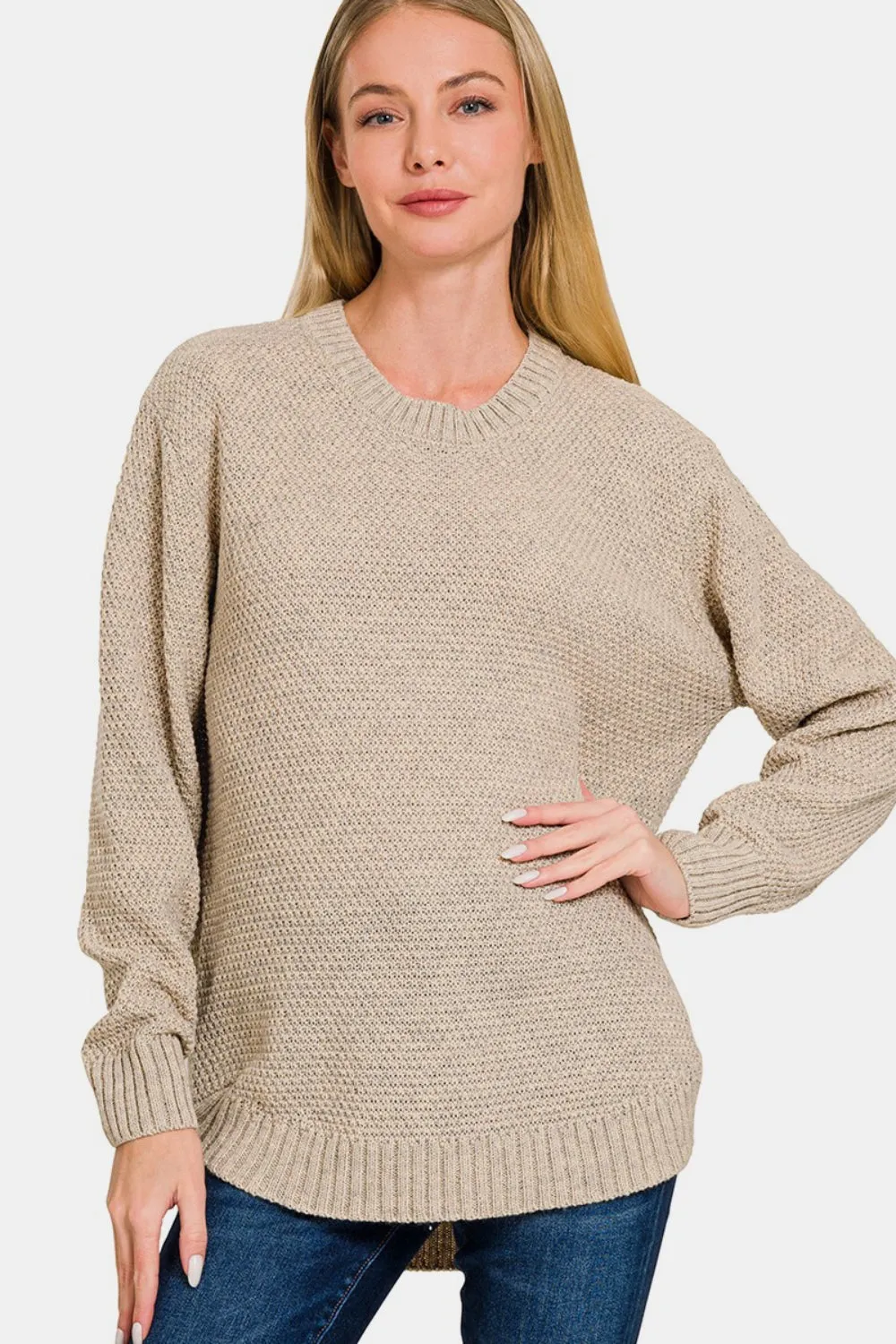 Basic B Sweater- Heather Beige