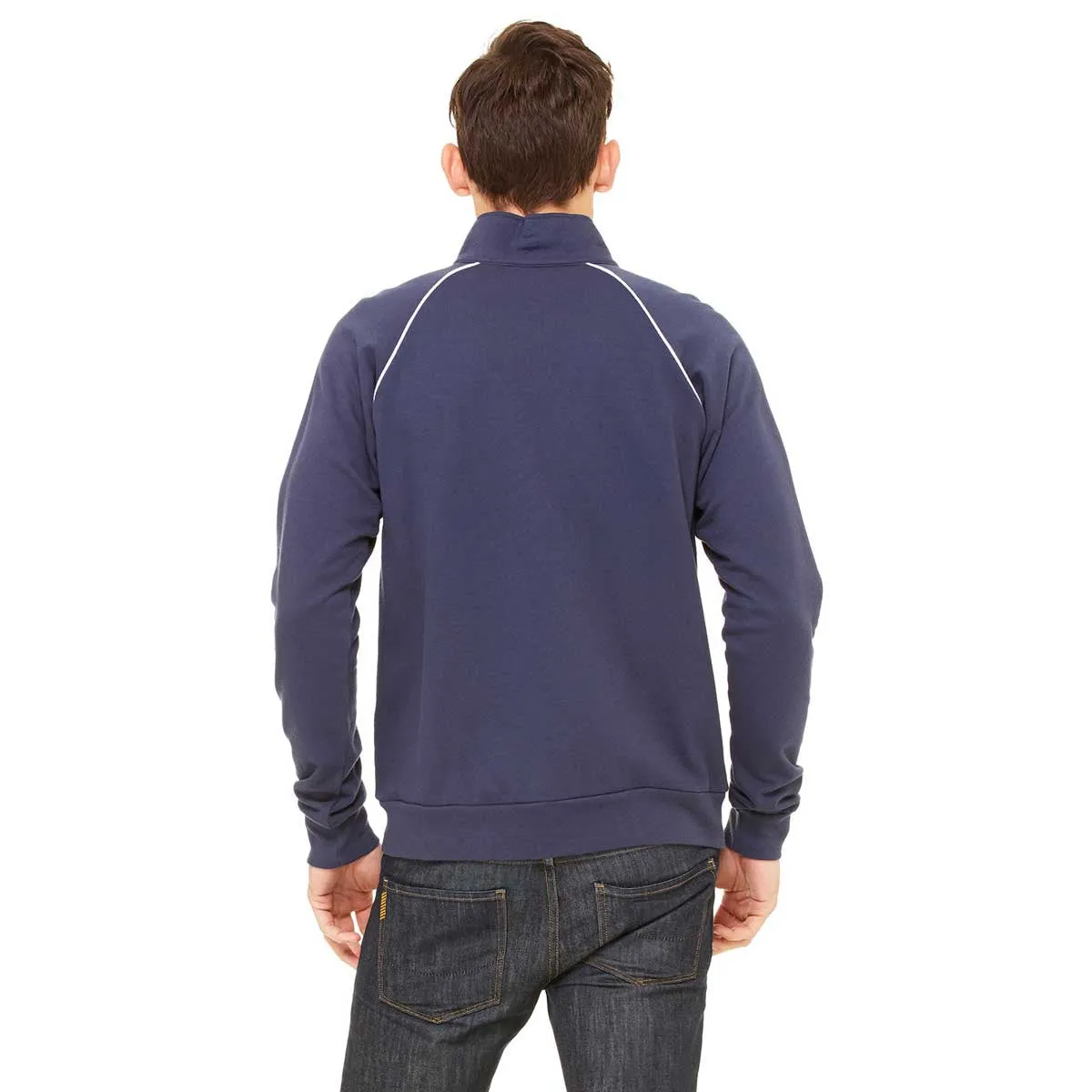 Bella   Canvas Men's Navy/White Piped Fleece Jacket