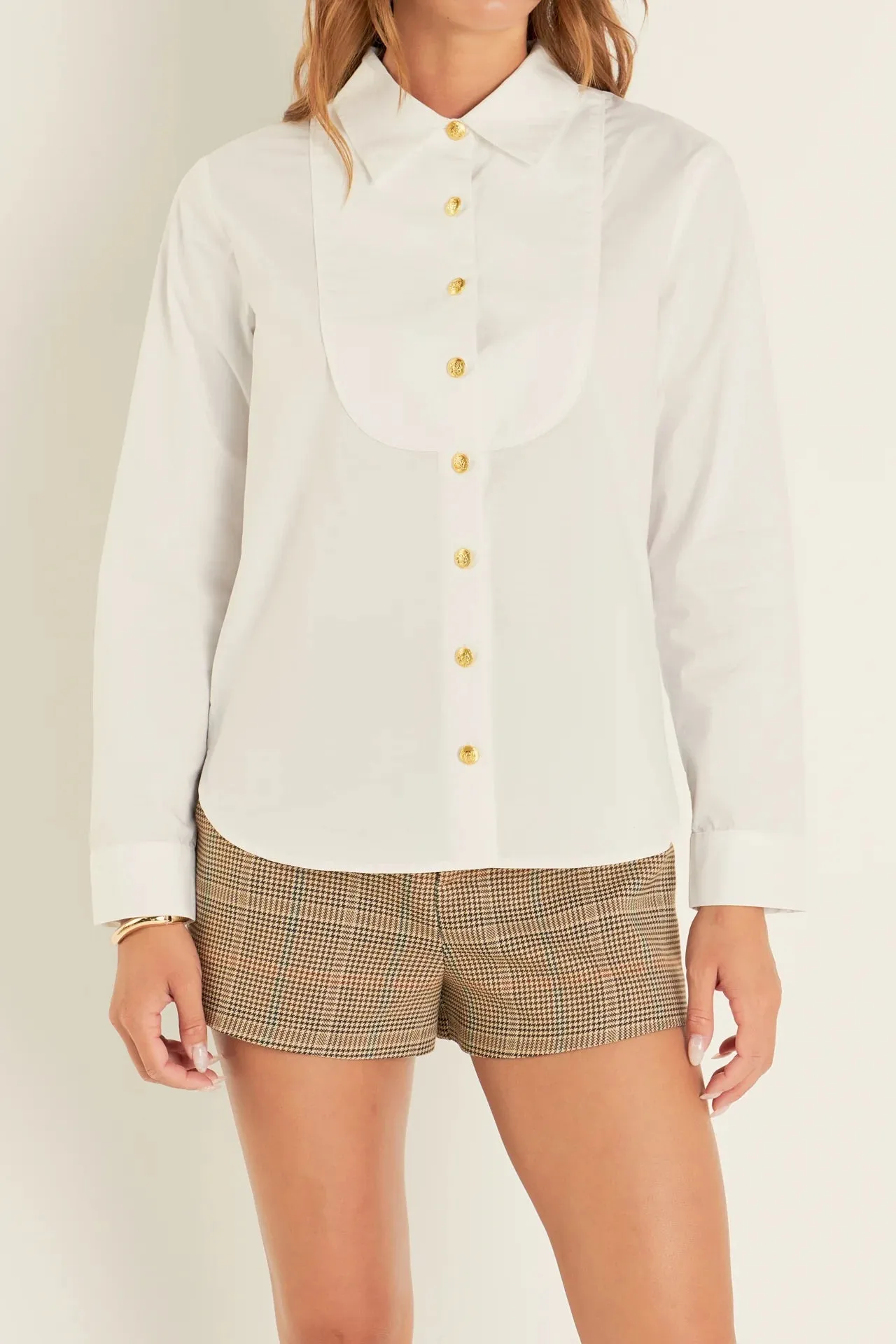Bib Collar Detailed Shirt (White)