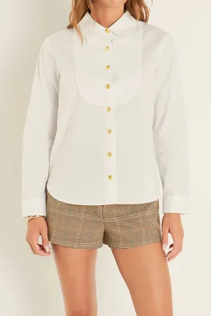 Bib Collar Detailed Shirt (White)