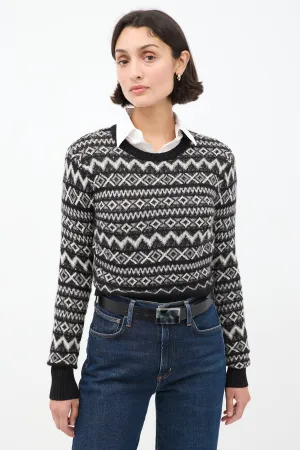 Black & White Cashmere Geometric Aroon Sweater