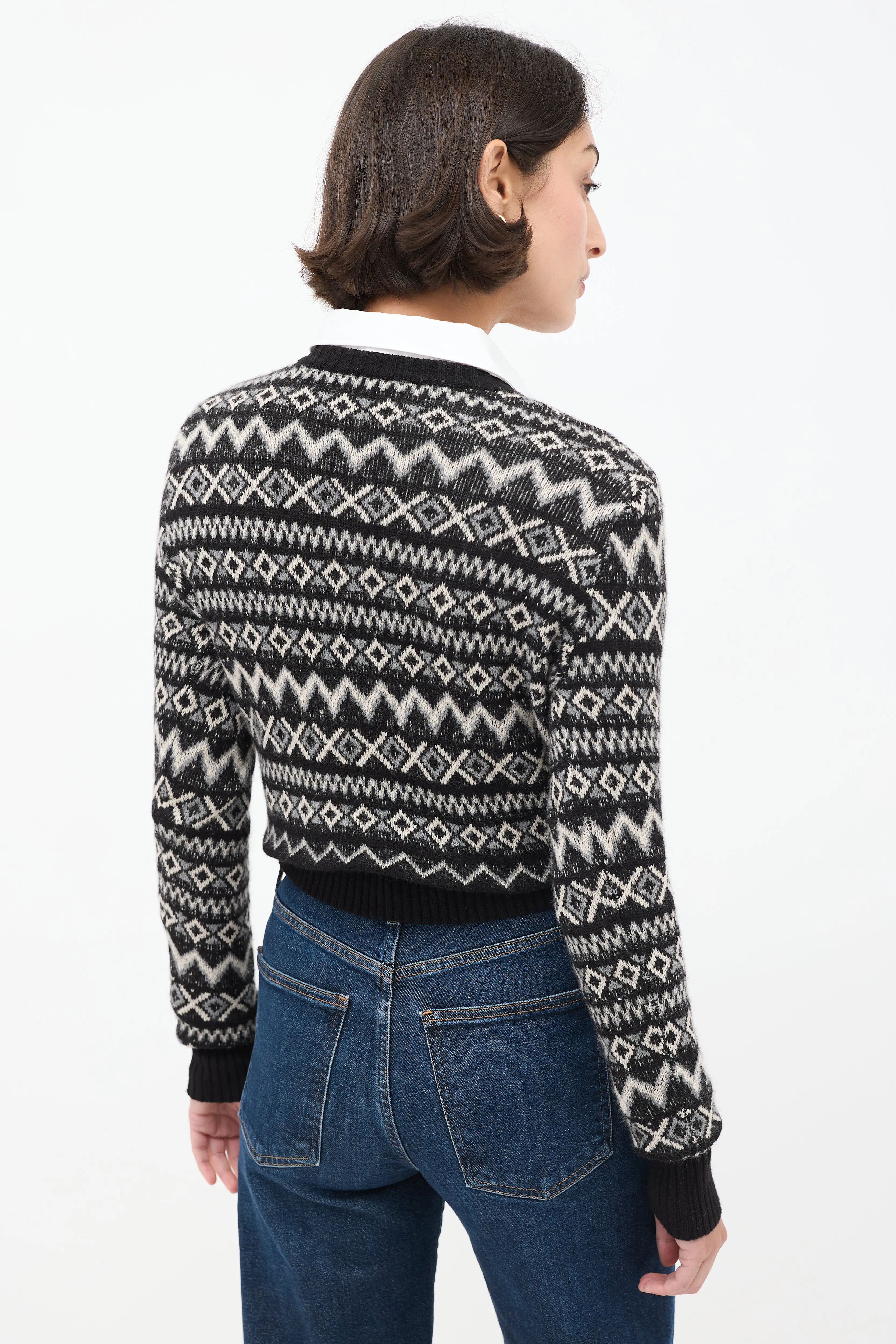 Black & White Cashmere Geometric Aroon Sweater