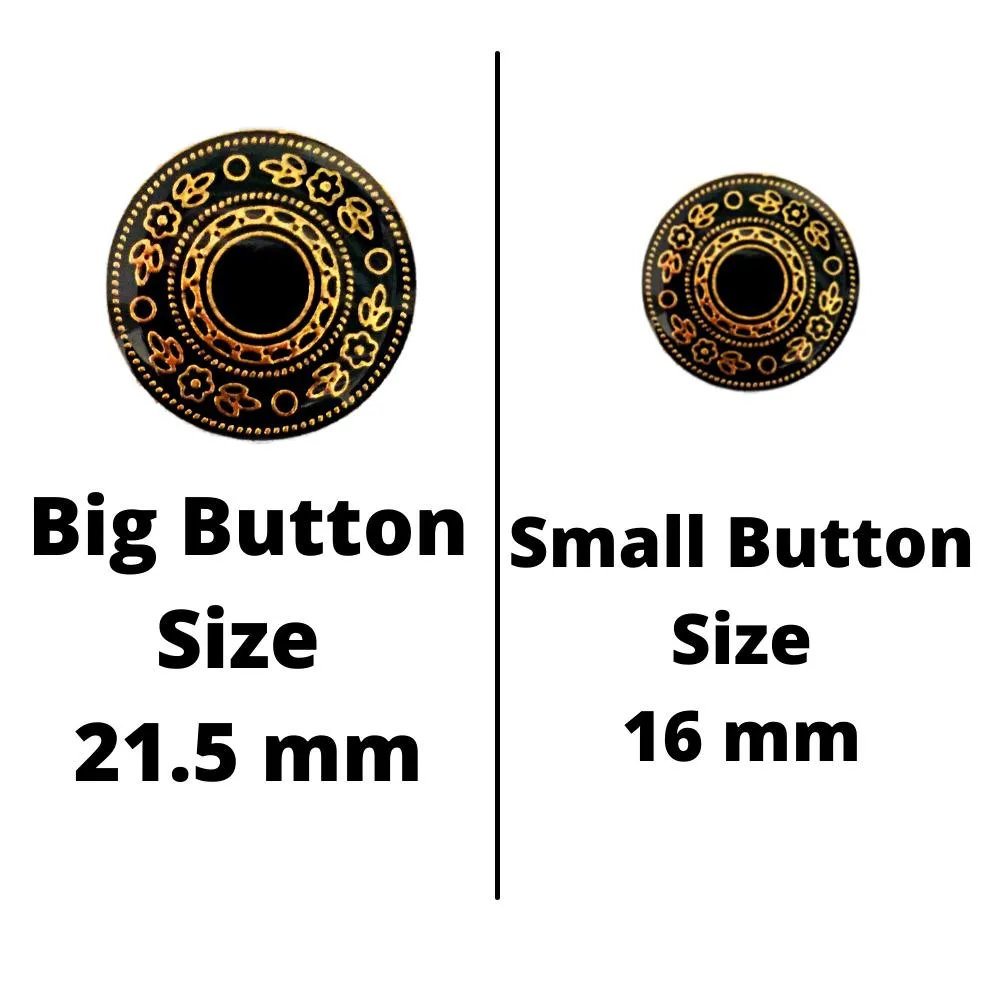 Black Gold Designer Metal Coat Buttons