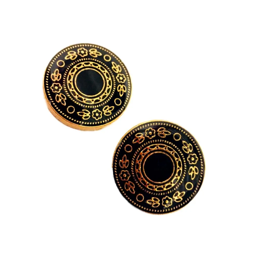 Black Gold Designer Metal Coat Buttons