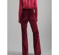 Bootleg Suit Velvet Trousers in Pomegranate
