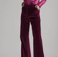 Bootleg Suit Velvet Trousers in Pomegranate