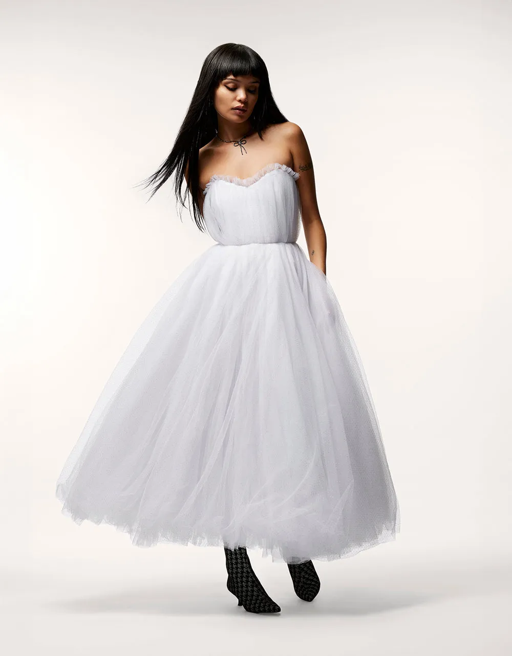 BRIDE VIBES TULLE DRESS WHITE