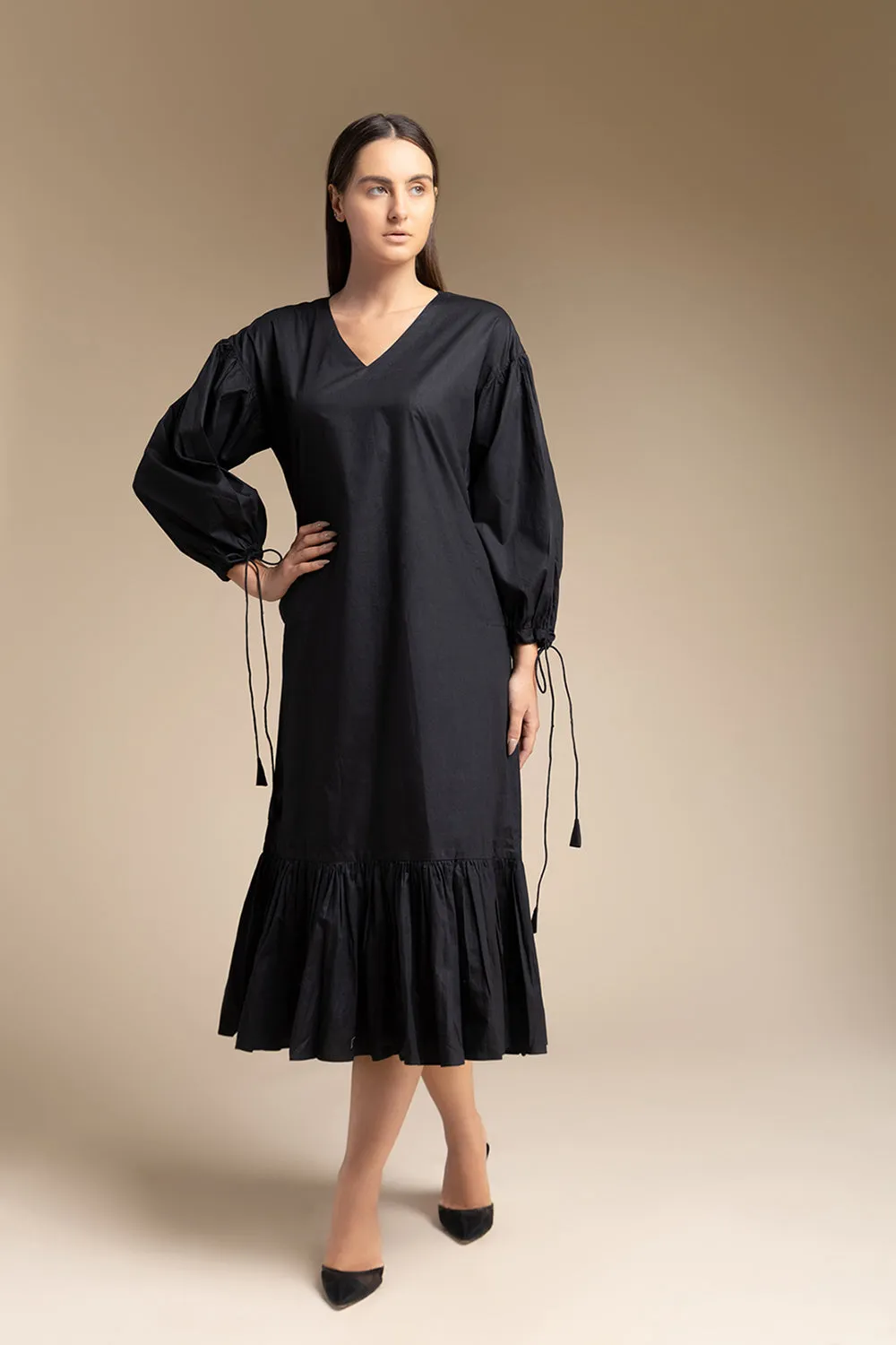 Calf Length Dress - Black