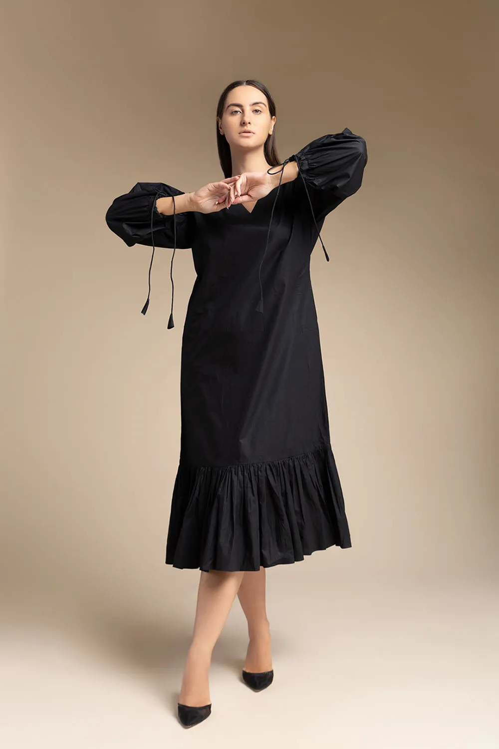 Calf Length Dress - Black