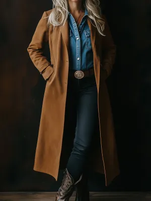 Casual Retro Suede Workwear Mid-length Coat