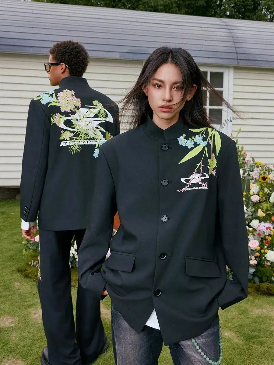 Chinese Style Zhongshan Collar Embroidered Jacket