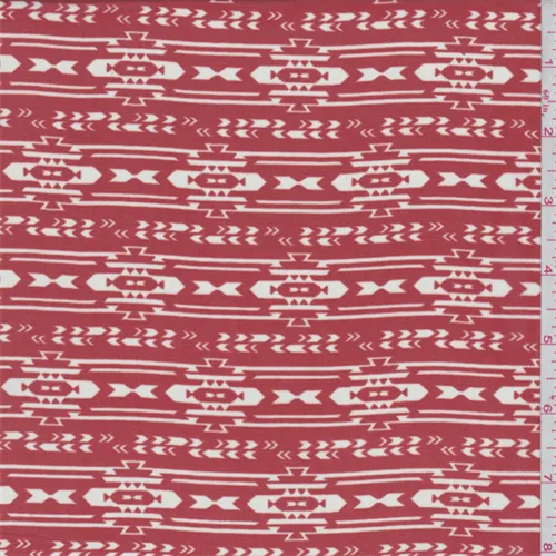 Clay Red Aztec Stripe Hi-Multi Chiffon Fabric