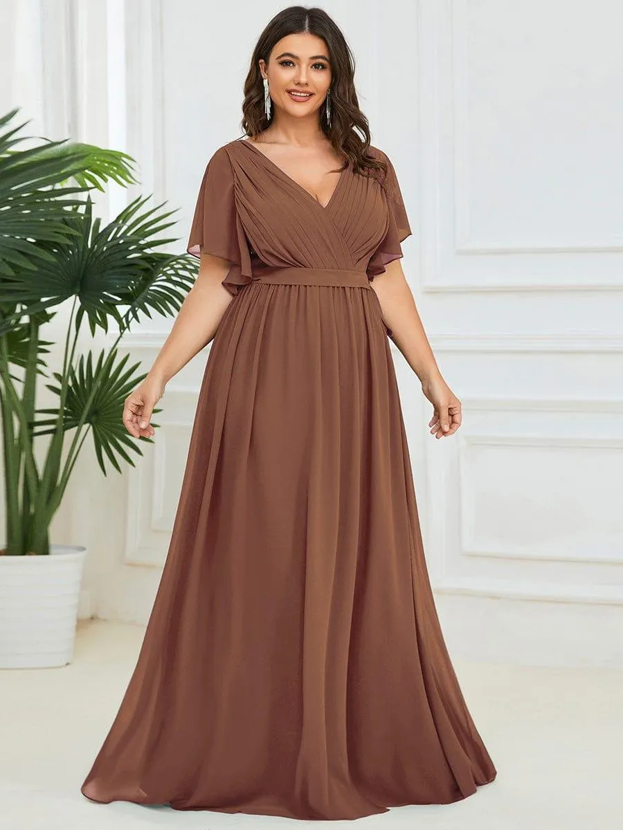 Custom Size Tie-Waist Pleated A-line Evening Dress