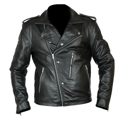 David Beckham Handmade Mens Biker Style Leather Jacket by TJS