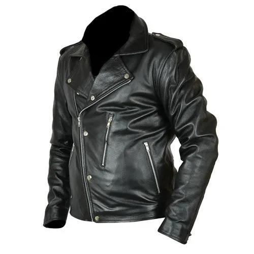 David Beckham Handmade Mens Biker Style Leather Jacket by TJS