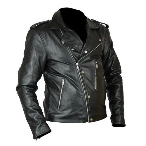 David Beckham Handmade Mens Biker Style Leather Jacket by TJS