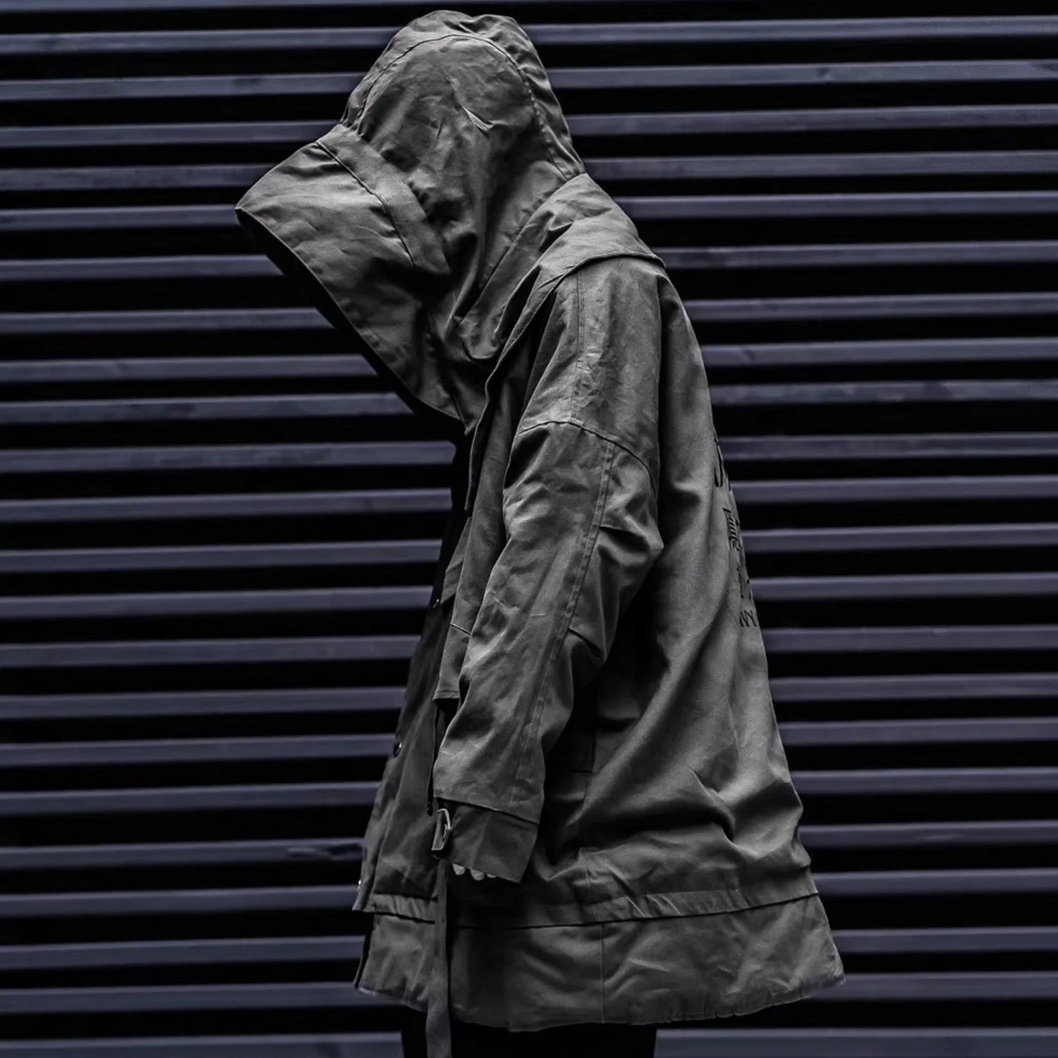 Detachable Letter Printed Mens Hooded Parkas Hip Hop Thick Padded Jackets Harajuku Ribbons Windbreaker Streetwear