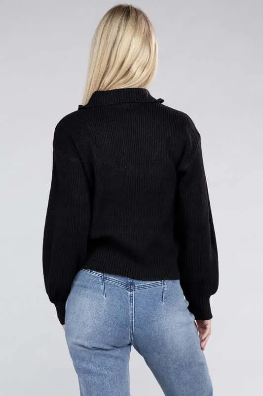 Easy-Wear Half-Zip Pullover Sweater