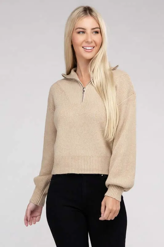 Easy-Wear Half-Zip Pullover Sweater