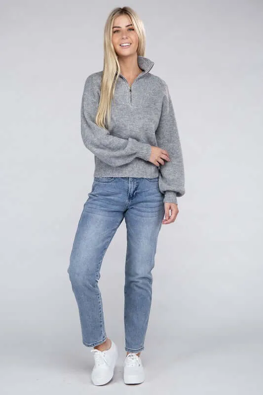 Easy-Wear Half-Zip Pullover Sweater