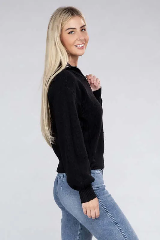 Easy-Wear Half-Zip Pullover Sweater